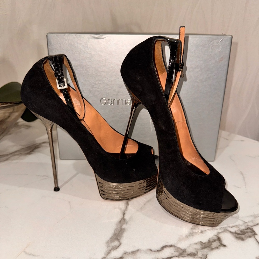 Gianmarco Lorenzi Black Platform Heels